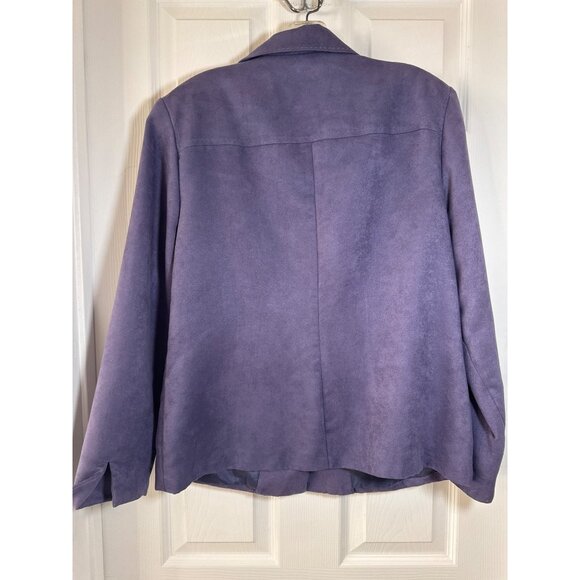 VTG Koret Petites Purple Button-Up Jacket Blazer 10 Faux Suede - Picture 3 of 7